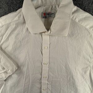 Turnbull & Asser Button Up Shirt Men Cotton Short Sleeve White Woven Size 17.25